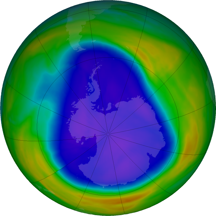 Antarctic ozone map for 18 September 2023